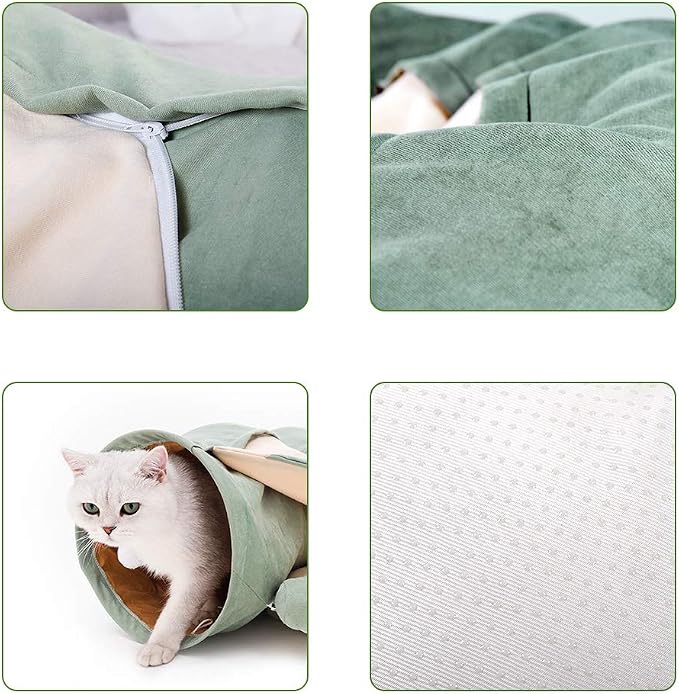 2-in-1 Cat Bed Play Tunnel with Removable Washable Mat for Pets Cats Dogs Rabbits and Pets Kittens for Home Foldable Soft Cat Tunnel Tubes Toys Pet Play Bed Indoor