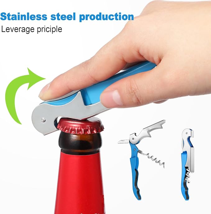 Honoson 40 Pieces Wine Opener Bulk Corkscrew Bottle Wine Key Opener Waiter Metal Heavy Beer Corkscrew Serrated Foil Cutter Key for Servers Home Restaurants Bars Waiter Bartenders (Fresh Colors)