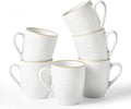 famiware Jupiter Coffee Mugs Set of 6, 13oz Coffee Mug, Microwave and Dishwasher Safe, Coffee Cups with Handle for Coffee, Tea, Cocoa, Milk, White