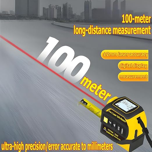 tape measure 4-in-1 laser Digital Measuring Tape & 80m/262ft Laser Distance Meter & with 16ft/5m & Crosshair markings & Dual-axis electronic level,Display On Backlit LCD Screen