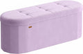SONGMICS MINOTA Collection - Folding Ottoman with Storage, Oval Storage Ottoman Bench, for Living Room, Bedroom, Velvet Fabric, 15 x 43.3 x 15 Inches, Hibiscus Purple ULSF297PE01