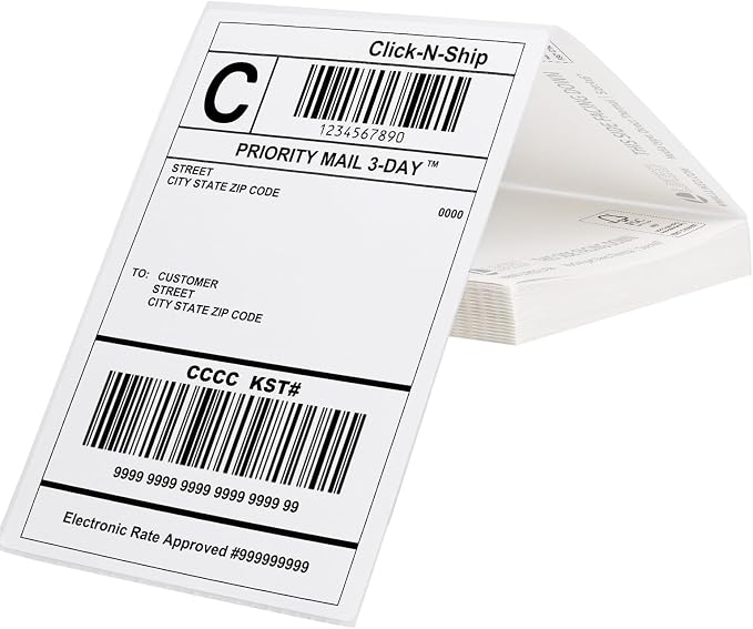 L LIKED 100 4x6 Thermal Labels Fanfold, Direct Thermal Shipping Labels - Perforated and Strong Adhesive