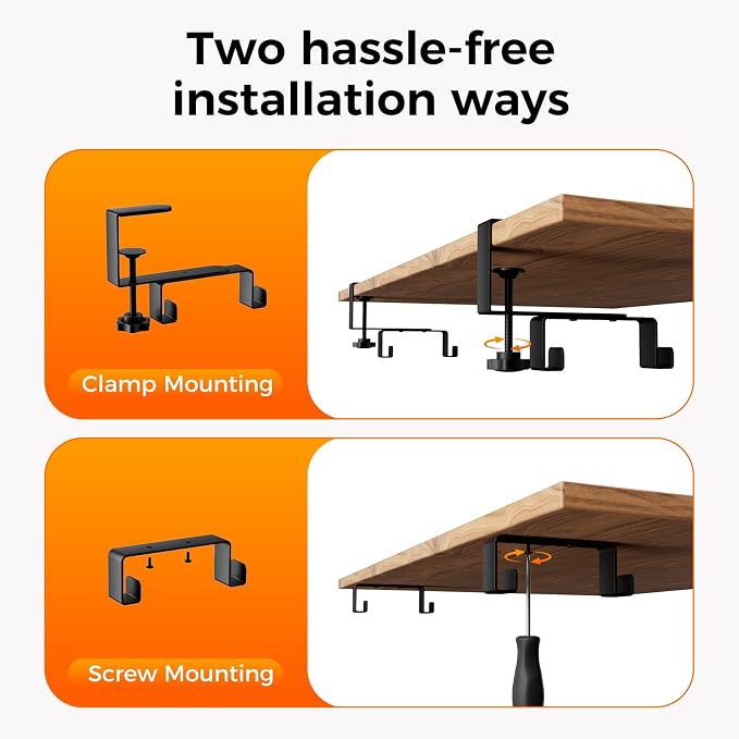 Cable Management Tray Under Desk, 38" No Drill Cable Organizer with Clamp/Screw Mount,Wire Cord Organizer for Table, Cable Tray for Office, Home