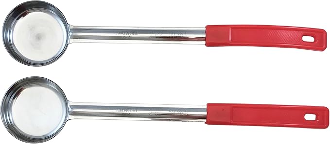 2 oz Solid Stainless Steel Portion Control Ladle Spoon | Commercial-Grade Spoodle for Portioning & Serving - Soups, Sauces & Buffet Service. Color-Coded by Size. Dishwasher Safe.