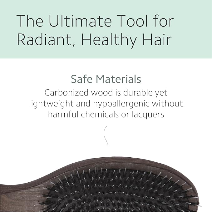 Ibiza Hair Oval Detangling Brush (CX7) | Hybrid Boar/Nylon Bristles for Smoothing & Shine | Durable Carbonized Wood | Ideal for All Lengths & Textures | Heat Resistant