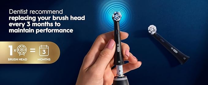 Oral-B Rechargeable Electric Toothbrush, iO9 Genius, 7 Cleaning Modes, Interactive Display, Charging Travel Case, Visible Pressure Sensor, 4 Brush Heads, White Alabaster
