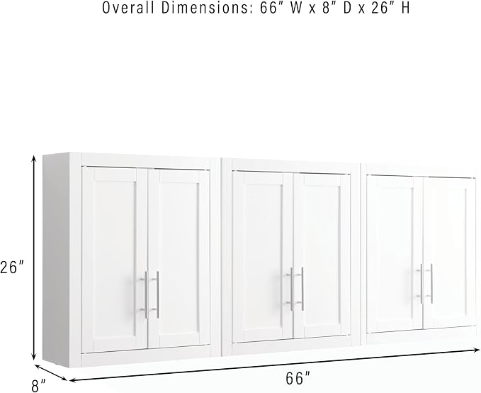 Crosley Furniture Savannah 3-Piece Wall Storage Cabinet, Cabinets for Laundry, Bathroom, Kitchen, White