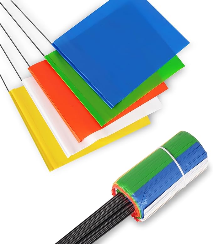 15x4x5 Inch Marking Flags – High-Visibility Yard & Lawn Flags for Boundary, Dog Training, Landscaping, Sprinklers, Surveying & Construction | Durable, UV & Weather Resistant (Multicolor, 100 Pack)