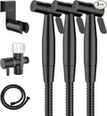 Arofa Handheld Toilet Bidet Sprayer for Toilet-Adjustable Water Pressure Control with Bidet Hose for Feminine Wash, Stainless Steel Brushed Nickel Bidet Faucet Cloth Diaper for Baby Wash, Black,3 Pack