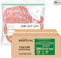 BEIDOU-PAC Gallon Food Storage Freezer Bags, 500 Count | Double Zipper | 10.5" * 10.7", Freshness Easy Open Reclosable Clear Plastic Bags