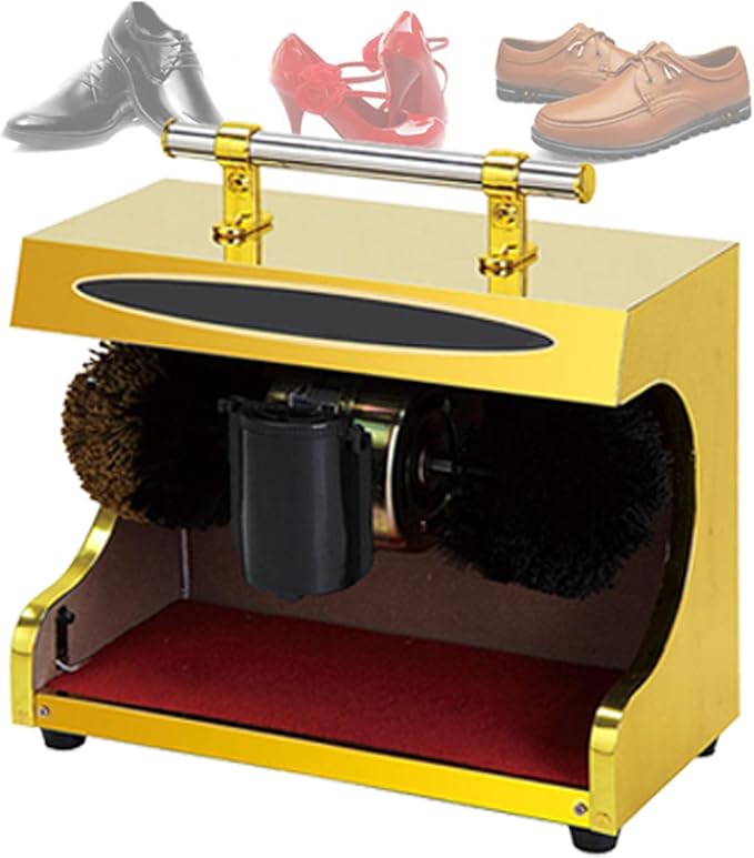 Electric Shoe Shine Polisher,Shoe Polisher Machine,Automatic Induction/Double Combination Brush/Smooth Operation for Family Hotel Bank Commercial (Yellow )