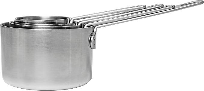 Fat Daddio's MCS-SET Stainless Steel Measuring Cups and Spoons Set, 4 cups, 6 spoons, Kitchen Gadgets for Baking & Cooking