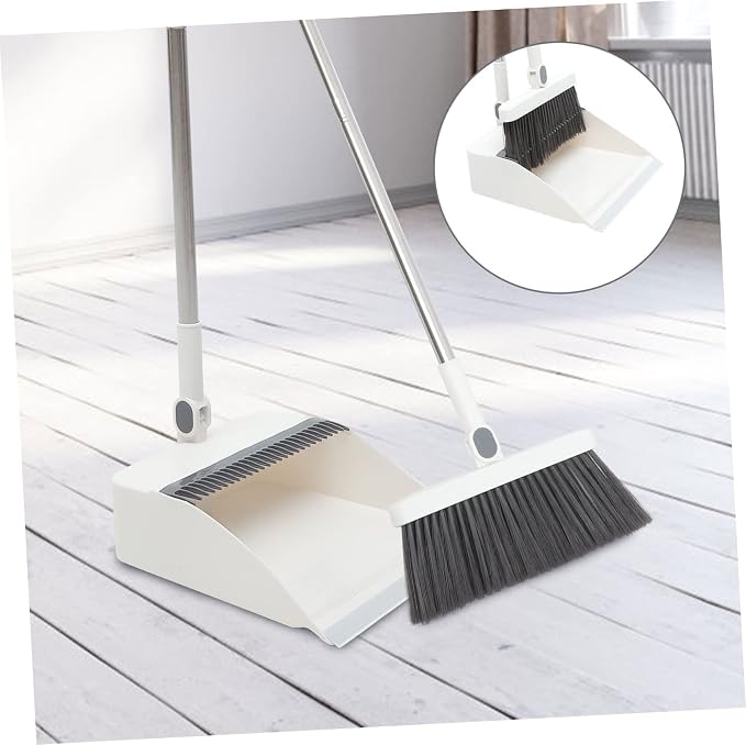 Broom and Dustpan Set with Ergonomic Handle Lightweight Indoor Outdoor Cleaning Kit