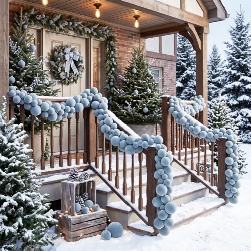 Thiccywoov 9 ft Velvet Christmas Ball Garland Ornament, Hazy Blue