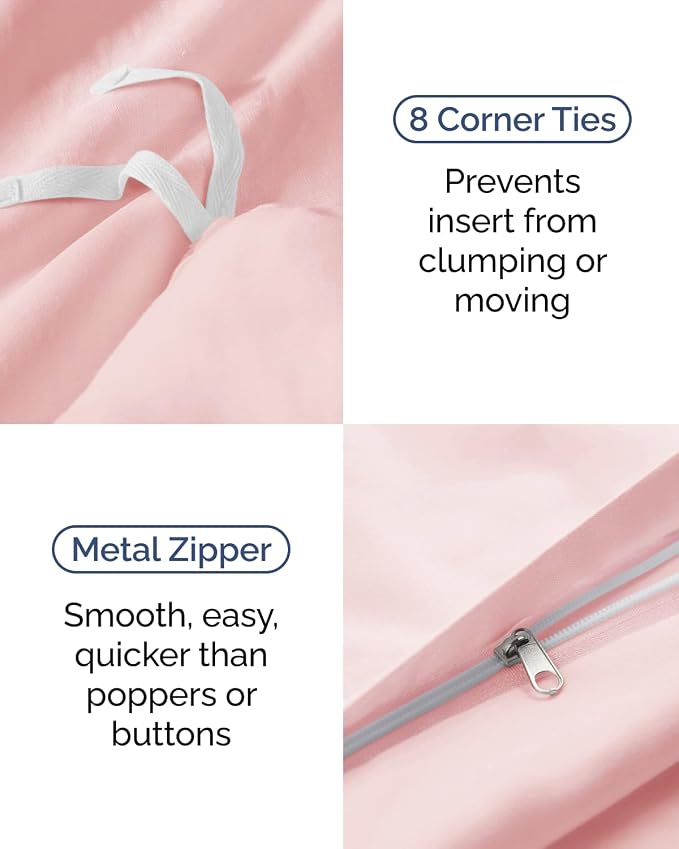 Duvet Cover Twin/Twin XL Size Set - Extra Soft Twin/Twin XL Duvet Cover 68" x 90" with 1 Pillow Sham for Women, Men, Kids & Teens - Comfy, Easy-Care & Fade Free w/ Zipper Closures & Ties (Baby Pink)