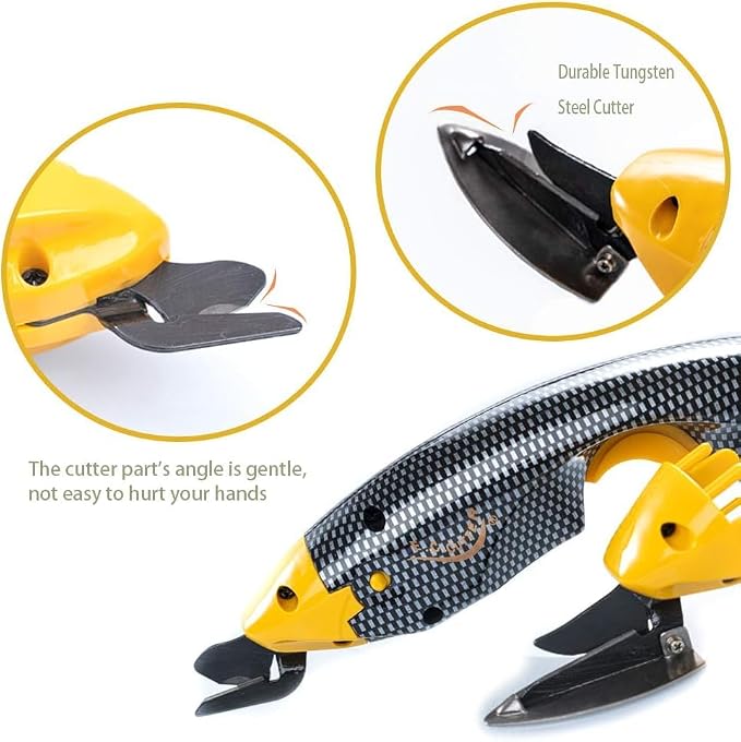 Electric Fabric Scissors Heavy Duty, Cordless Box Cutter Professional with 2 Blades, Rechargeable Lithium Battery for Cutting Fabric, Cardboard,Craft Sewing Tools (Scissors with one battery)