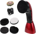 Electric Shoe Polishing Brush Set with Replacement Brush Head | Red 710 Model, Plug-in and Battery Dual Power, Fiber Sponge Plastic Build, for Office Travel Use