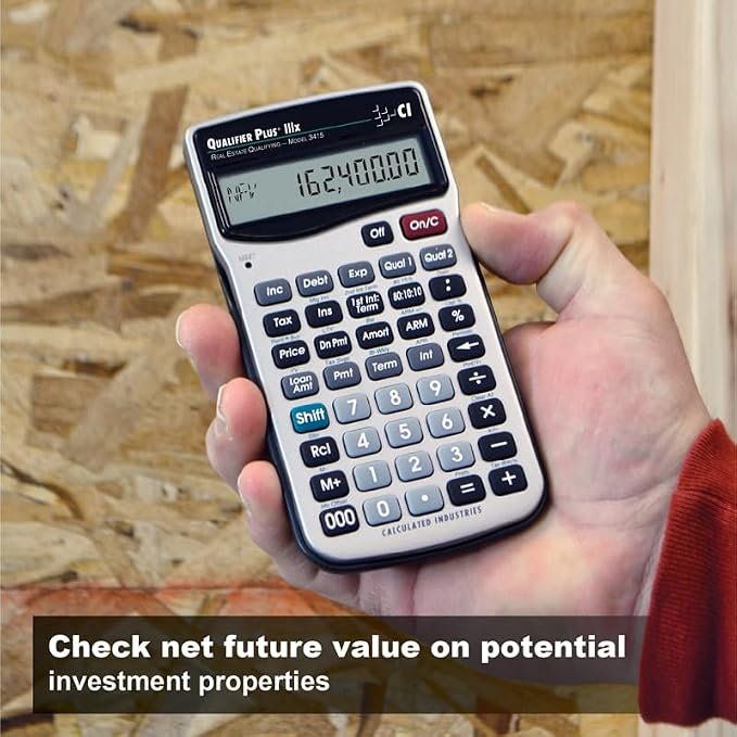 Calculated Industries 3415 Qualifier Plus IIIx Advanced Real Estate Mortgage Finance Calculator | Simple Operation | Buyer Pre-Qualifying | Solves Payments, Amortization, ARMs, Combos, FHA, VA, More | Advanced Mortgage Finance, Simple Operation, Buyer ...
