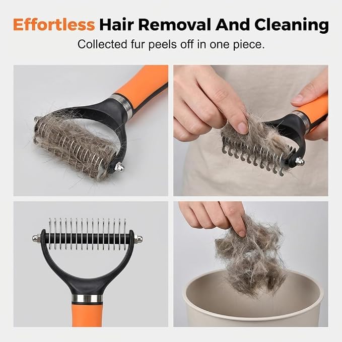 2026 Upgraded Double-Sided Pet Grooming Tool, Dog Deshedding Comb for Dogs Cats, Pet Grooming Brush for Long Thick Curly Hair, Home Deshedding Tool for Mats Tangles Knots and Loose Fur (2 Sets)