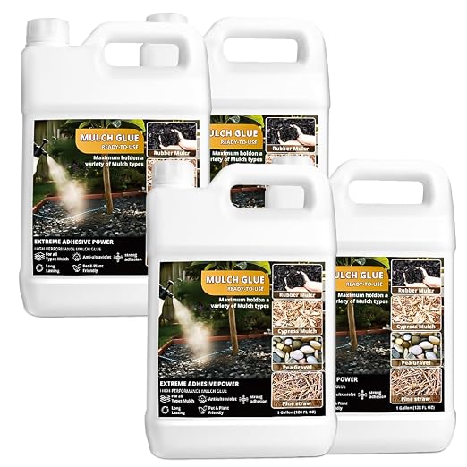 Mulch Glue for Landscaping,Rock Glue,Non-Toxic Mulch Anchor Binder,Long-Lasting Landscape Binder for Landscaping Pea Gravel,Wood Chips,for Paths,Patios&Garden Borders (4 Gallons)