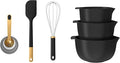14 Piece Mixing Bowl and Measuring Set, Nesting Kitchen Prep Set with Measuring Cups Spoons Whisk Spatula, BPA Free Dishwasher Safe Baking Set