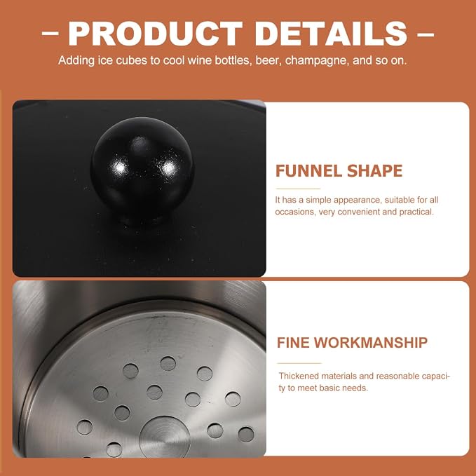 Ice Bucket with Lid & Tong - Insulated Stainless Steel Ice Bucket for Cocktail Bar & Parties - Black Double-Wall Wine Chiller with Strainer for Chilling Wine, Champagne & Beer - 5.5 x 5.5 x 7.3 inches