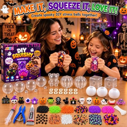 Halloween DIY Stress Ball Making Kit, Squishy Craft Set with Fillers