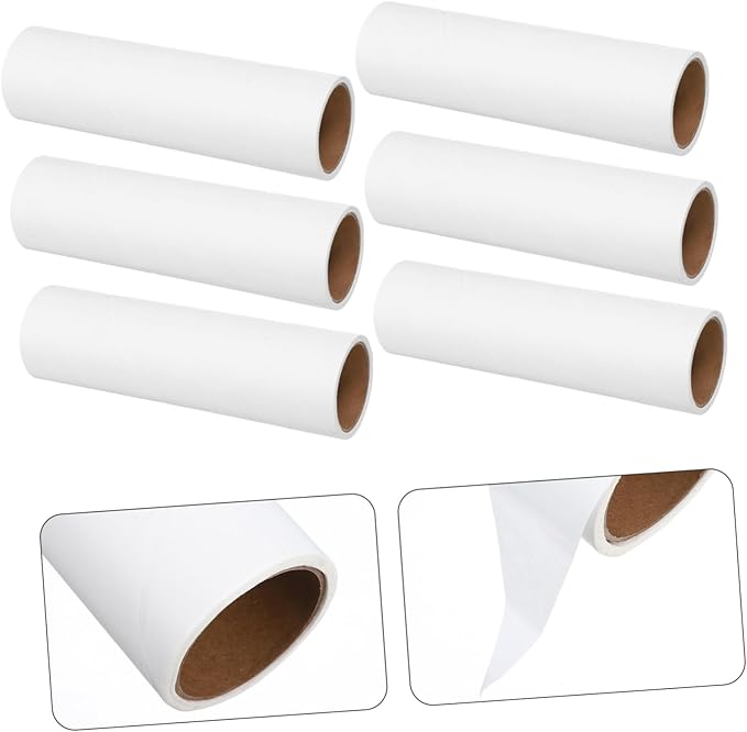 PartyKindom 38mm Inner Diameter 50mm Lint Roller Refills 10 Extra Sticky Adhesive Rolls for PET Hair and Clothing 16cm White Lint Roller for Upholstery and Bedding Cleaning