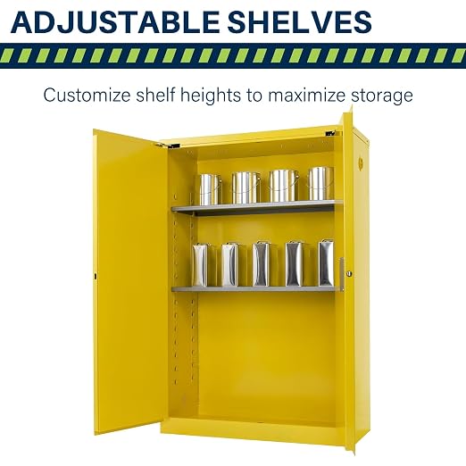 Jamco 45 Gallon Steel Flammable Safety Cabinet, Self-Closing Doors, Yellow | All-Welded Double-Wall Steel Flammable Storage Cabinet, Lockable Doors, 43"W X 18"D X 65"H, Osha & Fm Certified, Made In Usa