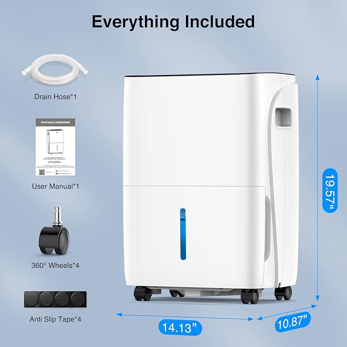 ZAFRO 6000 Sq.Ft Dehumidifiers for Home and Basement with Drain Hose, Energy Saving Max 120 Pints Dehumidifier with Auto or Manual Drainage, Auto Defrost, Three Modes, 24Hrs Timer