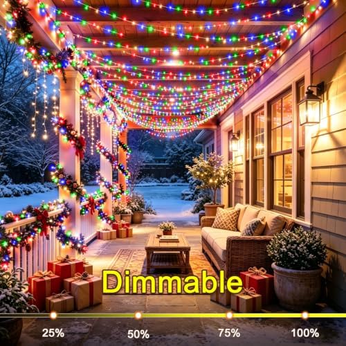 KNONEW 600FT 1500 LED Christmas String Lights Outdoor Green Wire Fairy Light 8 Modes & Timer Plug in Waterproof for Xmas Yard Tree Wedding Party Holiday Decorations(Multicolor)