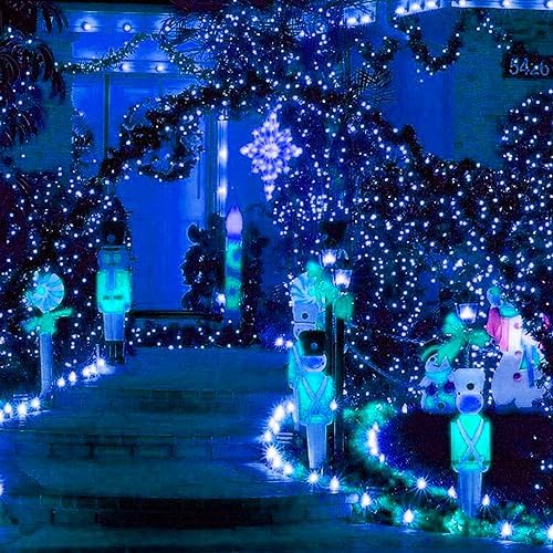 TW SHINE Blue Christmas Lights, 1000 LED 328FT Christmas String Lights Plug in with 8 Modes, Remote Waterproof Xmas Lights Outdoor Indoor Decorations for Party Yard Decor