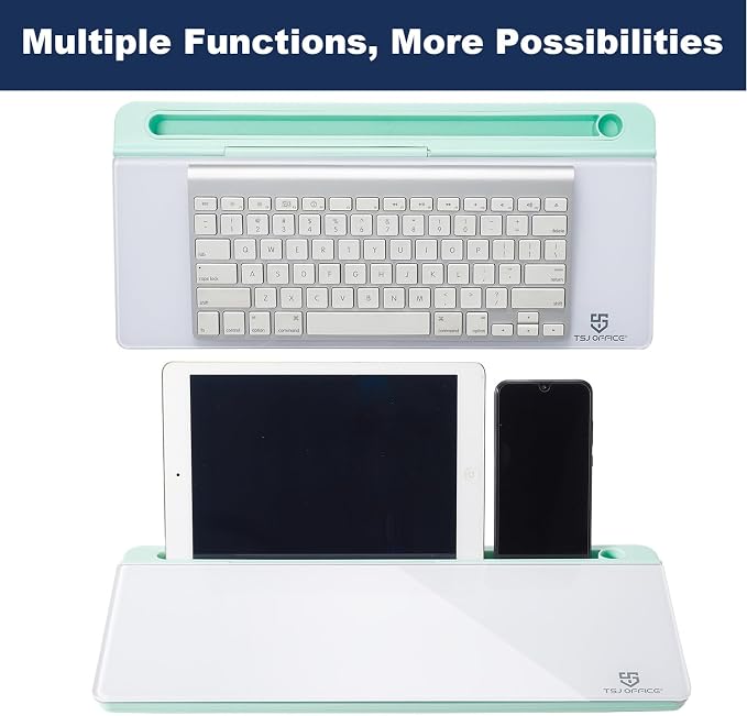 TSJ OFFICE Desktop Whiteboard Dry-Erase-Board - Computer Keyboard Stand White Board Surface Pad with Drawer, Desk Organizers with Accessories for Office, Home, School Supplies - Green