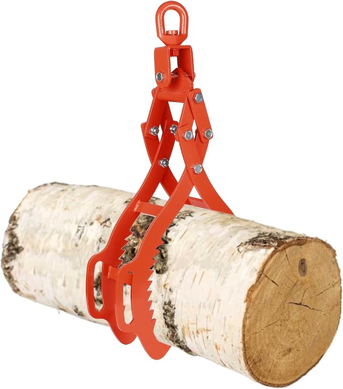 4 Claw Log Lifting Tongs, 32 inch Lumber Skidding Tongs, 3306lbs Capacity Log Grapple Hook, Heavy Duty Steel Timber Logging Grabber, Logging Tongs for Tractors Timberjacks Trucks Skidder Forklifts
