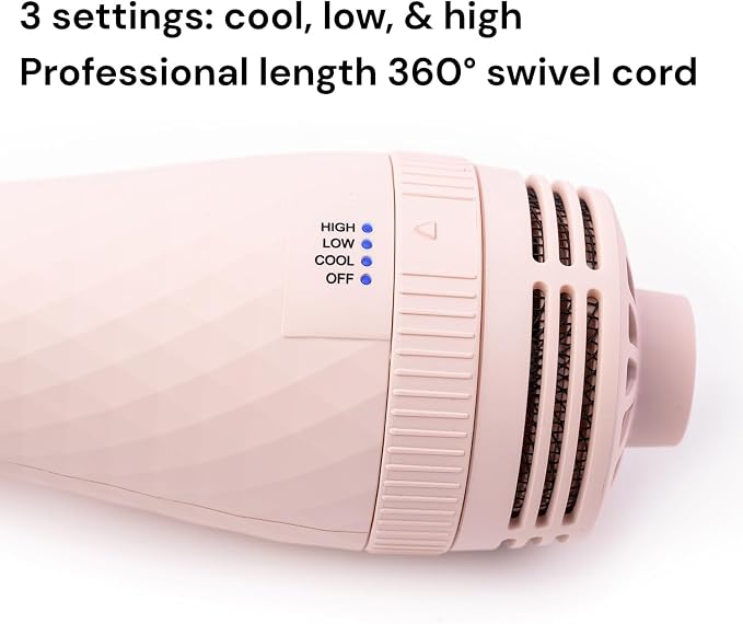 L'ANGE HAIR Le Volume 2-in-1 Titanium Blow Dryer Brush | Frizz Control Blowout Hair Dryer Brush For Drying And Straightening | Volumizing Hot Air Styler For All Hairstyles | Oval Barrel | Blush - 60mm