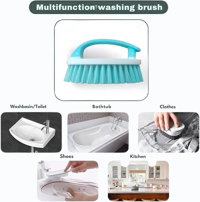 SRV Multipurpose Flexible Scrub Brush – Ergonomic Grip Handle | Heavy-Duty Cleaner for Kitchen, Bathroom, Floors, Tiles, Taps & Laundry | Durable Bristles (3)