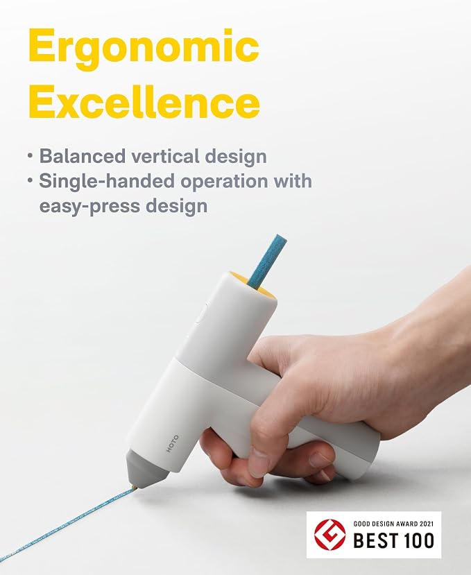 HOTO Cordless Hot Glue Gun, Mini Hot Glue Gun & 10 Colored Glue Sticks | 30s Fast Heating, Smart Power-off, Intelligent Temperature Control, Anti-Drip for School Crafts, DIY Arts, Home Repairs