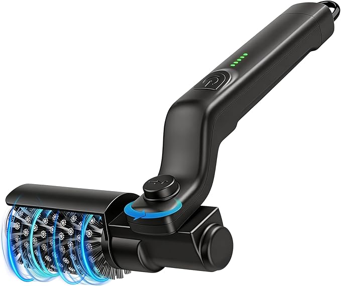 Electric Grill Brush Cordless, 3-Speed Rotary BBQ Grill Cleaner Bristle Free, 180° Adjustable, 3 Brush Heads, Rechargeable Waterproof for Outdoor Grill Cast Iron Stainless Steel