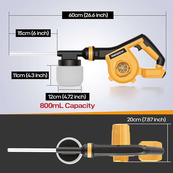 Electric Diatomaceous Earth Duster Compatible for DeWalt 20V/60V Battery, Garden Dust Applicator with 800mL Capacity｜Variable Speed, 3 in 1 Diatomaceous Earth Spray/Blower/Vacuum Cleaner (NO Battery)