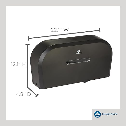 Georgia-Pacific Two-Roll Jumbo Jr. Toilet Paper Dispenser by GP PRO, Black, 59210, 22.1"W x 4.8"D x 12.1" H