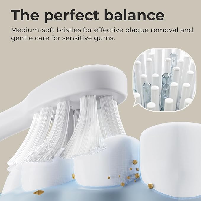 Oday Electric Toothbrush Heads, Long-Lasting Replacement Brush Heads, Compatible Only with Sonic Electric Toothbrush White - Pack of 3