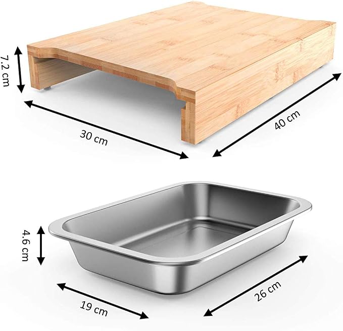 Bamboo Cutting Board by Ecozoi with 2 Slide Out Drawers. Keep Meal Prep Organized With Organic Bamboo Wooden Chopping Station. Non-Slip Butcher Block with Juice Groove for Easy Cleaning
