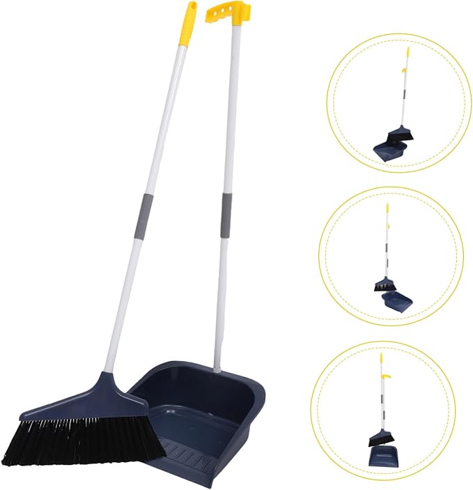 Healifty 1set Soft Bristle Broom and Dustpan Kit for Home Cleaning Ergonomic Handle for Tile and Floors Convenient Dustpan Broom Set