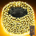 KNONEW 600ft 1500 LED Christmas String Lights Outdoor Green Wire 8 Modes & Timer Fairy Light Plug in Waterproof Patio Lights for Xmas Yard Tree Wedding Party Holiday Decorations (Warm White)