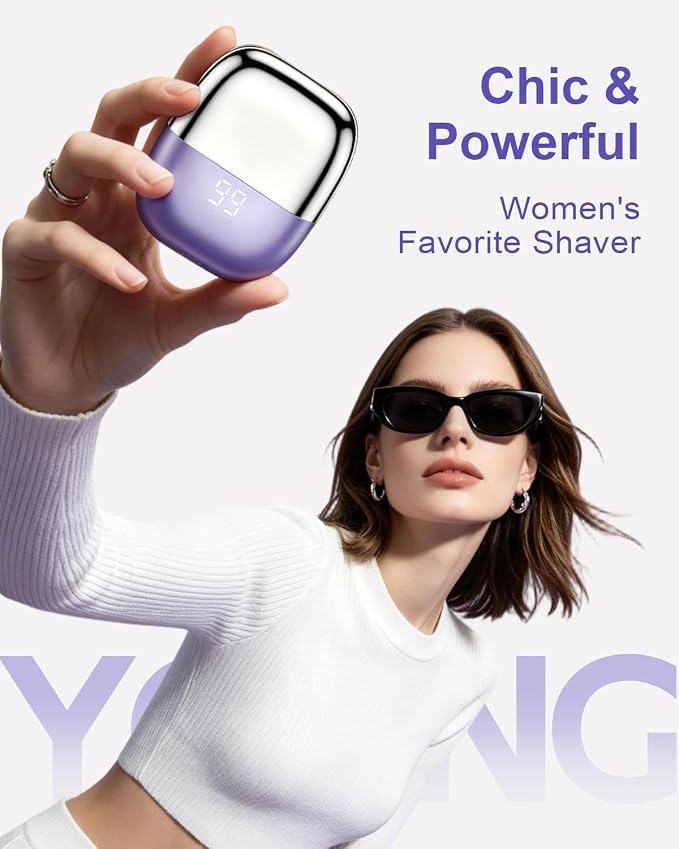 Electric Shaver for Women Waterproof Mini Electric Razors for Women - Cordless Foil Shaver for Hair Removal, Legs, Face, Body, Bikini,Sensitive Skin, Razor for Teen Girls (Purple, Premium)