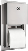Recessed Commercial Toilet Paper Dispenser, 2 Roll Stainless Steel Toilet Paper Holder. Wall Mount, Locking Tissue Dispensers for Bathroom/Restroom