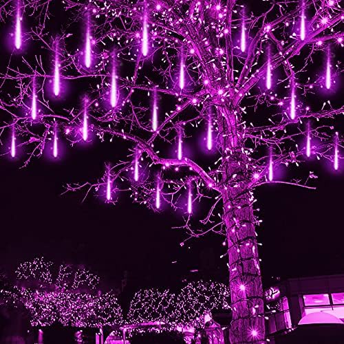 Purple Meteor Shower Lights for Halloween Christmas Decor Yard Outside