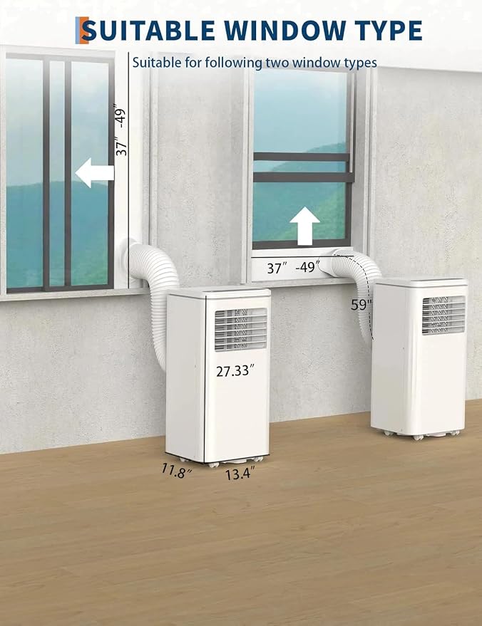 Garvee 8,000 BTU AC Unit, 3-in-1 Portable Air Conditioner with Cooling, Dehumidifier & Fan for Rooms up to 350 sq.ft, Remote Control, Sleep Mode, Timer & Window Kit