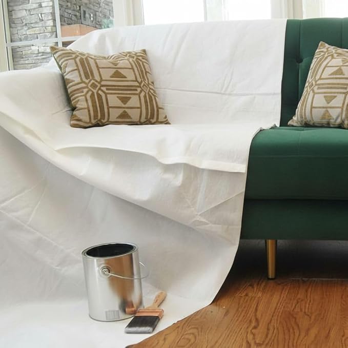 Disposable Single-Use Nonwoven Drop Cloth and Cover | Size: 30 x 30 Inch | 1 Roll with 200 perfurated pieces | Color: White | Disposable sheets for covering furniture, floors from dust and paint