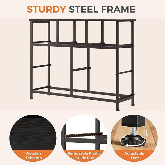 Sweetcrispy 7 Drawer Dresser, Fabric Storage Tower Organizer for Bedroom, Closet, Hallway, Entryway, Tall Chest of Drawers with Steel Frame, Wood Top, Large Storage, Black Wood Grain